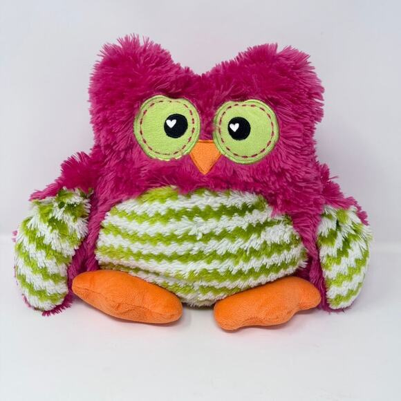 Dan Dee Collector's Choice Owl Plush Pink Green White Chevron Heart Shaped Eyes - Picture 12 of 12